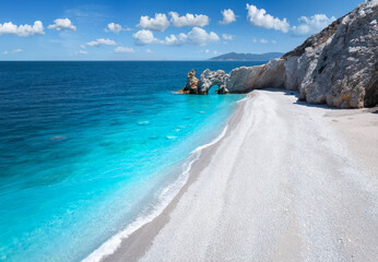 The beautiful beach of Lalaria at Skiathos island, Greece, without people
