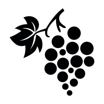 Grapes black vector icon on white background