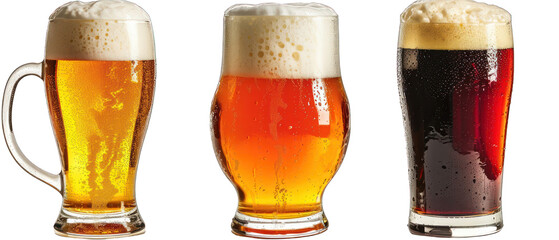 Craft Beer Trio Isolated on Transparent or White Background, PNG
