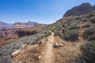 hiking the tonto trail in the grand canyon national park, arizona, usa