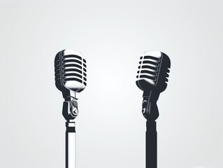 a pair of microphones on a stand - Powered by Adobe