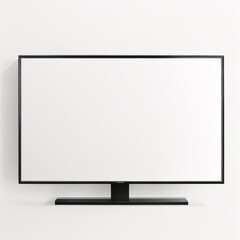 LED-TV-Fernsehbildschirm-Attrappe/Attrappe, leer auf weißem Wandhintergrund