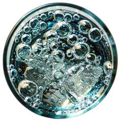 Sparkling Water Glass - Top View Isolated on Transparent or White Background, PNG