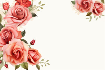 roses border for wedding invitation card background