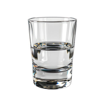 Vodka Shot Glass Side View Isolated on Transparent or White Background, PNG