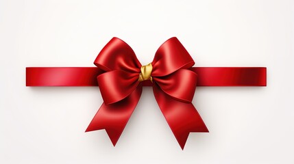 Red ribbon with bow isolated on white background. Ai generative