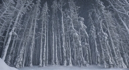 Moonlit Winter Forest in a Gentle Glade Generative AI