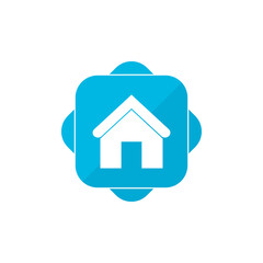 Home blue square button icon isolated on transparent background