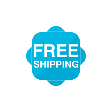 Free shipping blue square button icon isolated on transparent background
