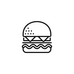 Burger line icon isolated on transparent background