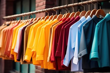 Colorful clothes on a hanger. Ai generative