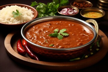 Aromatic Rajma Chawal. Traditional Indian Delicacy with Fragrant Spices and Ample Text Space