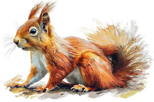 illustration design of a painting style squirrel