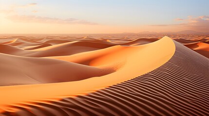Panoramic view of the sand dunes in the Sahara desert