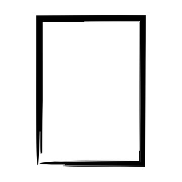 Grunge frame shape icon, vertical rectangle decorative vintage border doodle element for simple banner design in vector illustration
