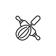 Rolling pin and whisk line icon isolated on transparent background