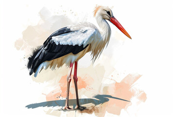 illustration design of a painting style stork