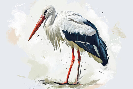 illustration design of a painting style stork