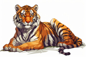 illustration design of a tiger in painting style