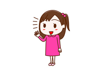 （全身斜め）笑顔で楽しそうに話しかける少女
