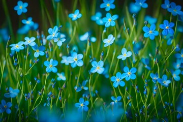 Obraz na płótnie Canvas blue flowers in the grass