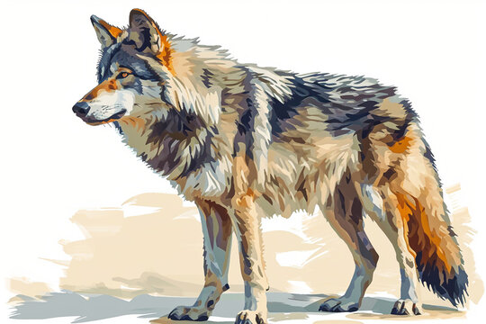 illustration design of a painting style wolf