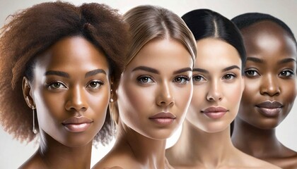 Group of Beautiful Woman of Different Ethnicity and Backgrounds - Concept for Beauty, Diversity and Fashion