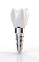Dental implant, stainless post isolate on white background,Teeth replacement concept, dentures,