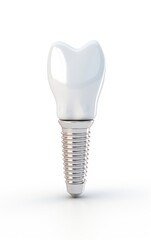 Dental implant, stainless post isolate on white background, dentures,