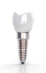 Dental implant, stainless post isolate on white background, dentures,