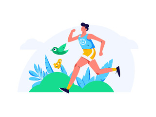 People exercising healthy running vector internet operation illustration
