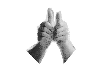 hand, fist, palm, dots Punk y2k black and white collage elements