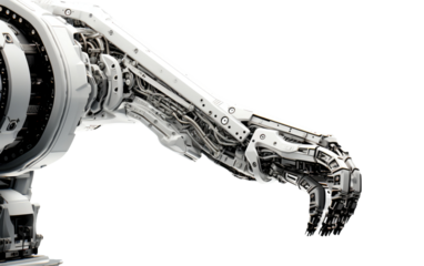 Robotic Assembly Line with Mechanical Arm and Claws on White or PNG Transparent Background