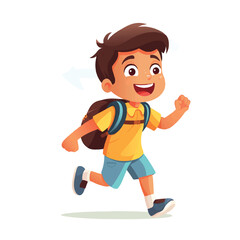 Boy Running With School Bag Flat vector 