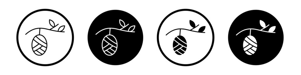Cocoon icon set. butterfly silkworm vector symbol. caterpillar metamorphosis sign in black filled and outlined style. - obrazy, fototapety, plakaty
