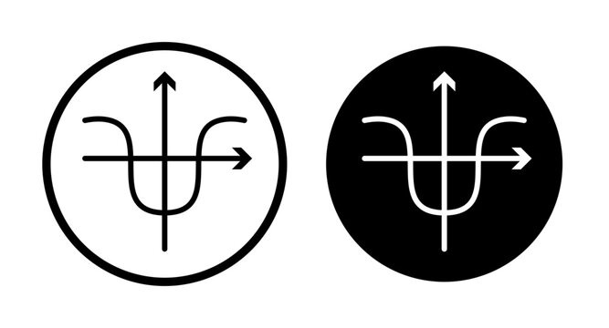 Tangent icon set. mathematical tangent graph vector symbol in black filled and outlined style.