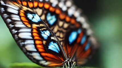 Close-up of a Butterfly Wing, Zoom in on the intricate patterns and scales of a butterfly wing, revealing its natural beauty, background image, generative AI