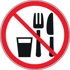 Essen und Trinken verboten - Verbotszeichen, Schild, Hinweis, Warnung