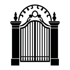 Gate black vector icon on white background