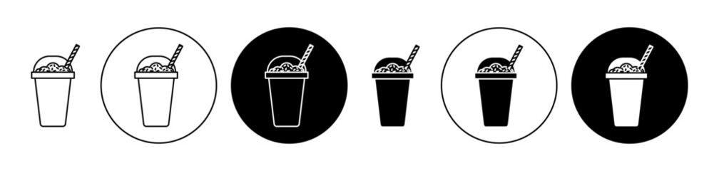 Frappe vector icon set. Chocolate milkshake cup symbol. Coffee slush sign suitable for apps and websites UI designs. - obrazy, fototapety, plakaty