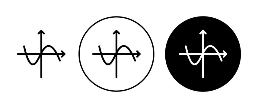 Tangent vector icon set. Mathematical tangent graph symbol suitable for apps and websites UI designs.
