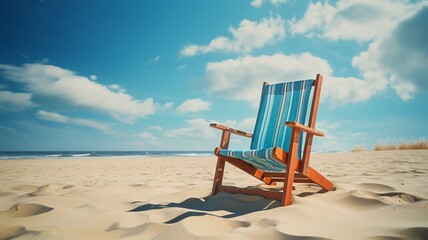 Beach ball seaside volleyball chair umbrella photography image Ai generated art