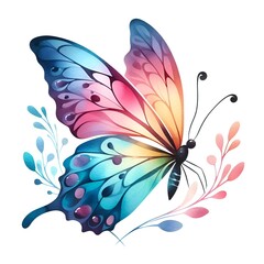 beautiful butterfly with colorful wings watercolor paint for card decor
