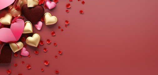 Happy Valentines Day red rose flower heart background