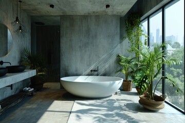 Fototapeta premium Spa corner design in modern design bathroom