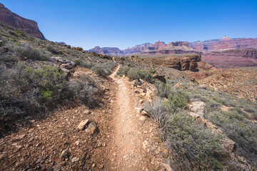 hiking the tonto trail in the grand canyon national park, arizona, usa