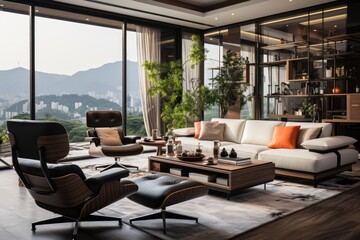 Fototapeta na wymiar The interior space of the living room adopts a minimalist style inspiration ideas