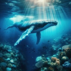 Illustration for Whale Protection Day. Generative AI