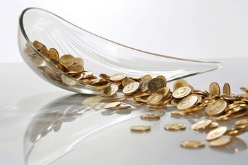Golden coins spilled from a vase