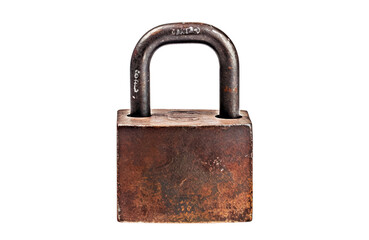 Naklejka premium Old rusty padlock, cut out
